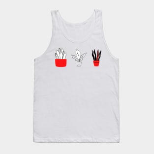 red black plant line art Tank Top